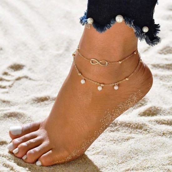 12Pcs Adjustable Anklets Toe Rings For Women Girls Band Open Toe Ring Anklet Bracelets Chains Beach Foot Set